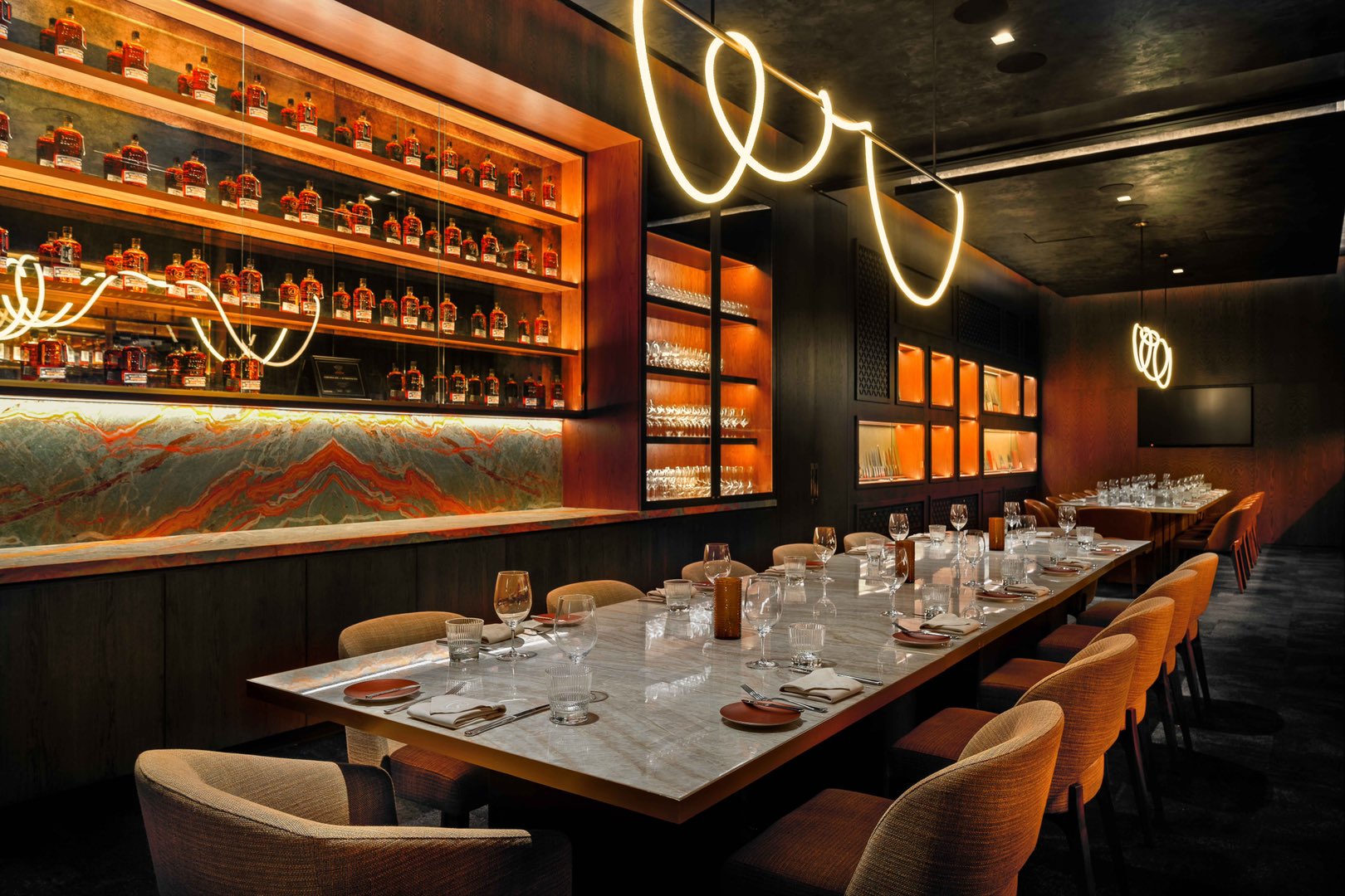 Carversteak private dining room set for a small group dinner